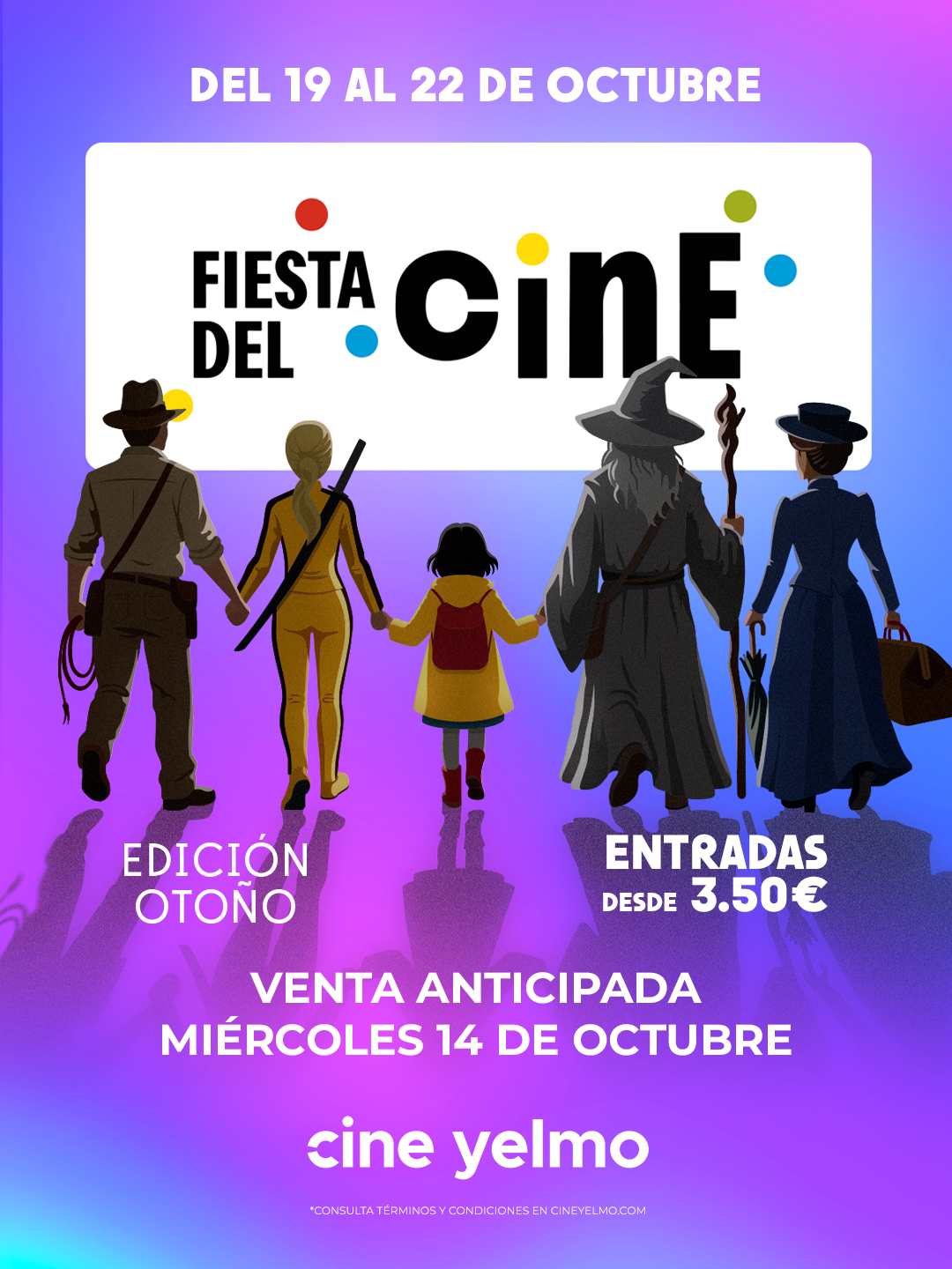 Fiesta del Cine, edición otoño. Del 19 al 22 de octubre. Entradas desde 3,50 €. Venta anticipada el 14 de octubre.